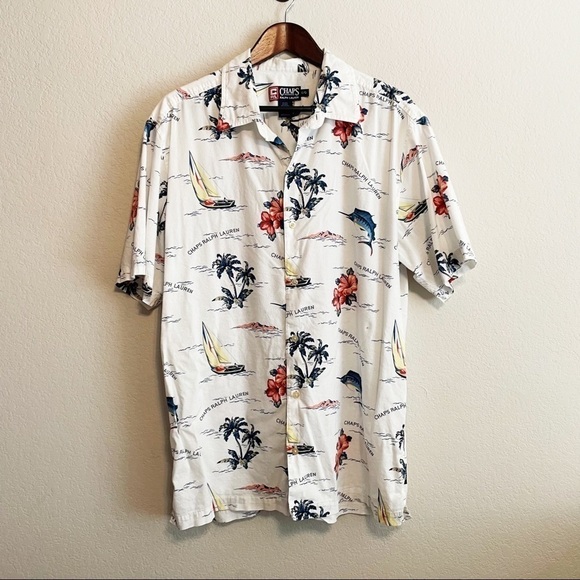 Chaps Ralph Lauren Button Front Casual Short Sleeve Shirt Size Large - Picture 1 of 6